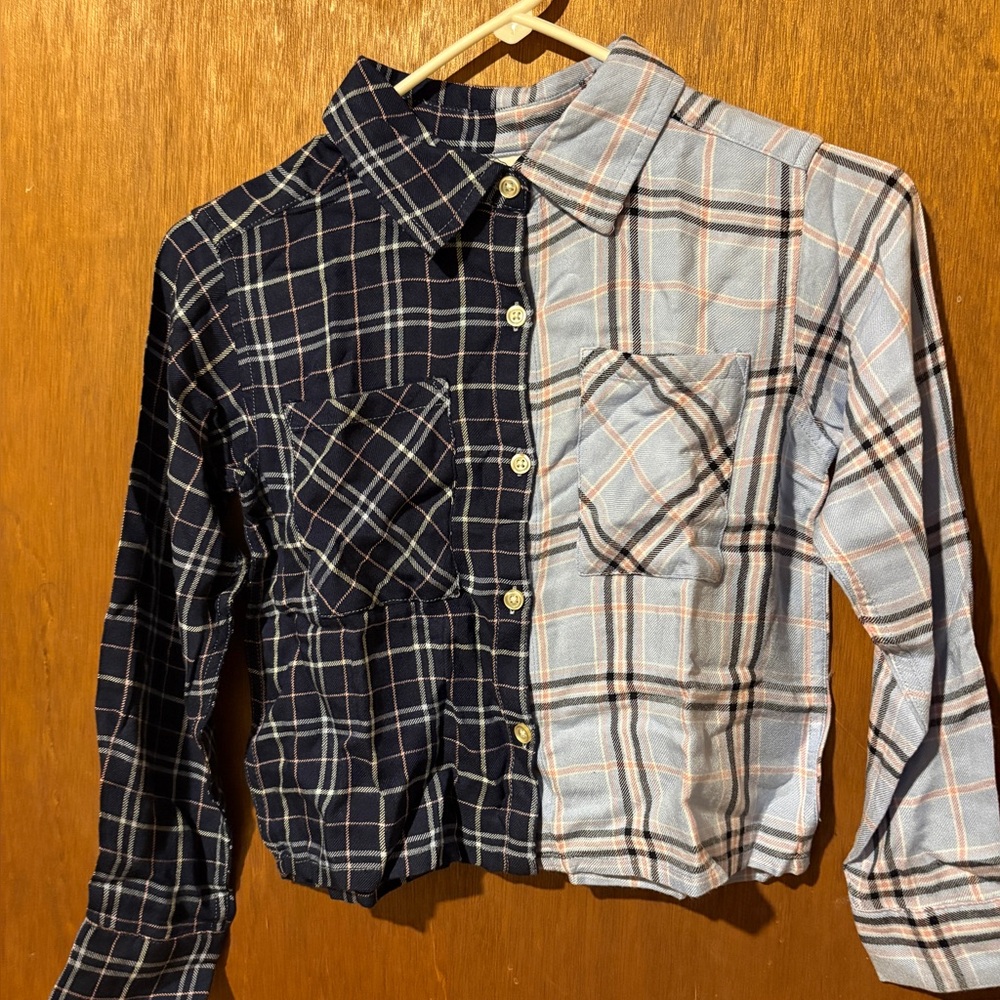 Kids Plaid Button-Up Shirt - Blue and Black